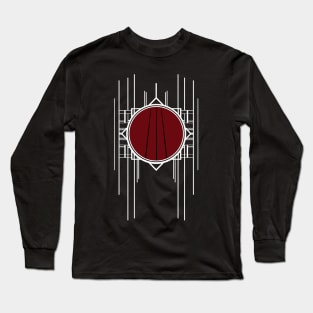 Hip retro abstract pattern white stripes with dark red sports Long Sleeve T-Shirt